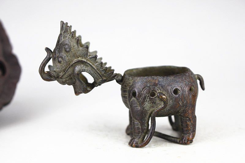 質感 香炉 極美古銅香道具 在銘 細工香炉1370g 高岡銅器 新作，最新作 