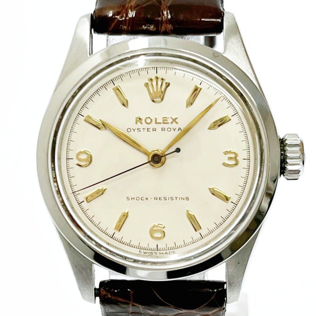 ROLEX ロレックス 6244 オイスターロイヤル SS×革ベルト 手巻き ボーイズ 180397 腕時計