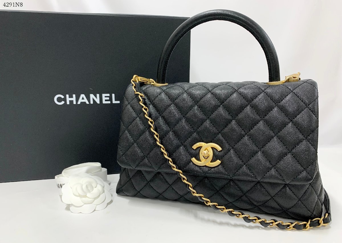 正規品，SALE 極 CHANEL シャネル マトラッセ ココハンドル キャビアスキン 2way チェーンショルダー ゴールド金具 付属品有り 4291N8.(ショルダーバッグ)｜売買されたオークション情報、yahooの商品情報をアー かばん、バッグ