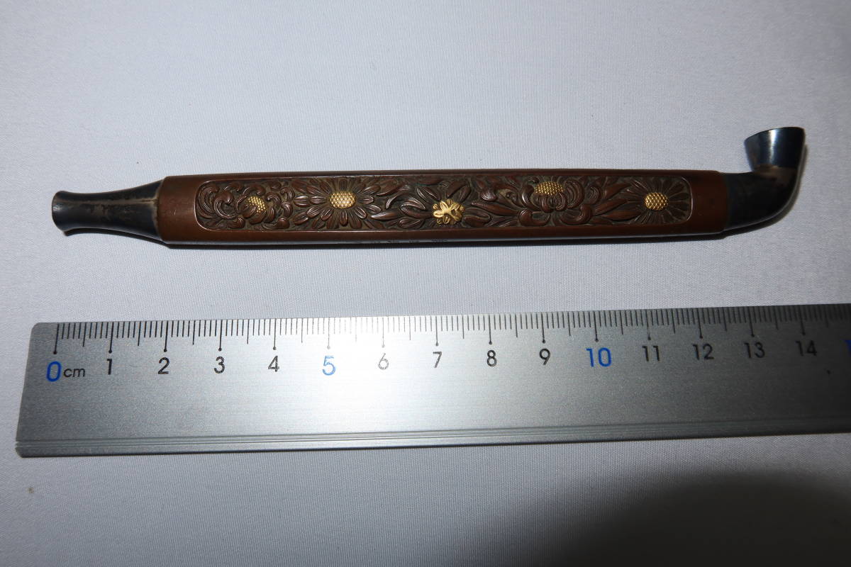 在銘釘谷 在銘 煙管⁄キセル 箱・袋無⁄ 経年品⁄難有(パイプ 洞石 キセル