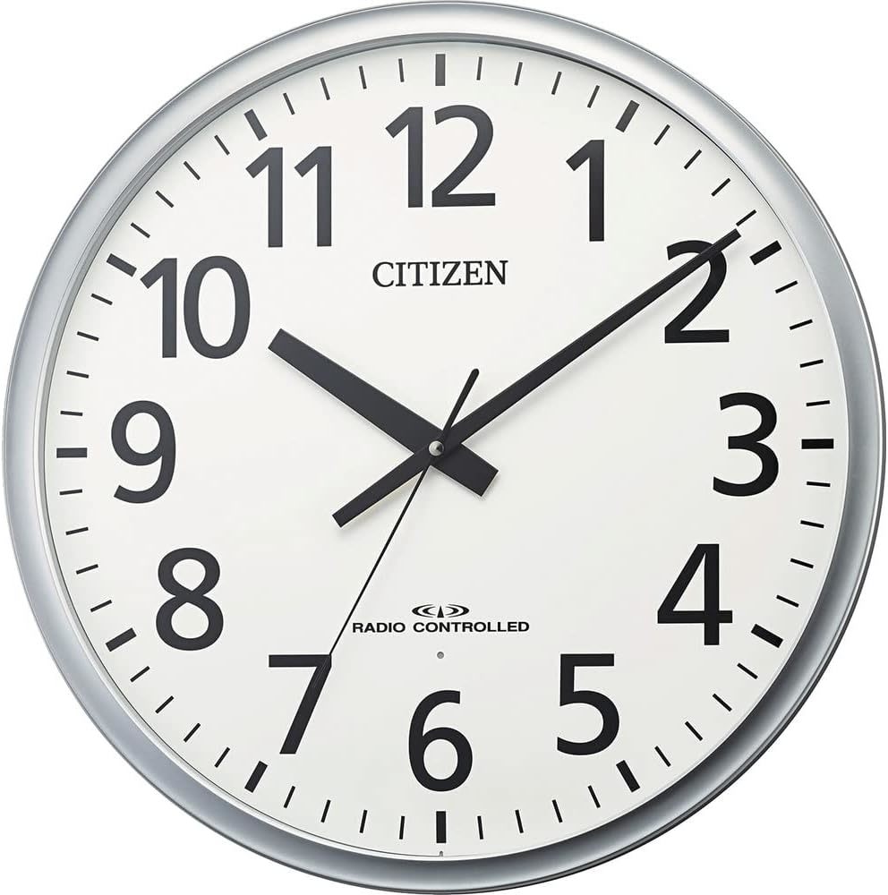 未使用品　Citizen (シチズン)　リズム(RHYTHM) 掛け時計 シルバー 電波時計 大型 屋内用 8MY547