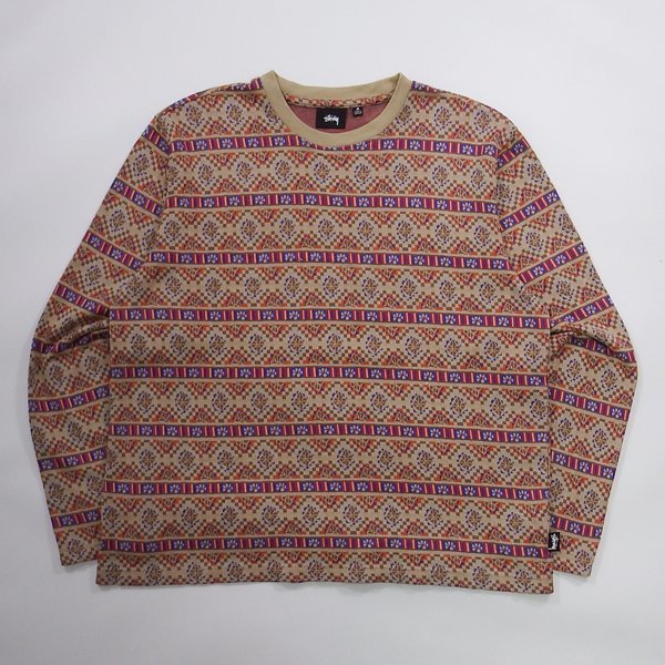 美品 STUSSY ネイティブ柄 ロングスリーブカットソー M ステューシー