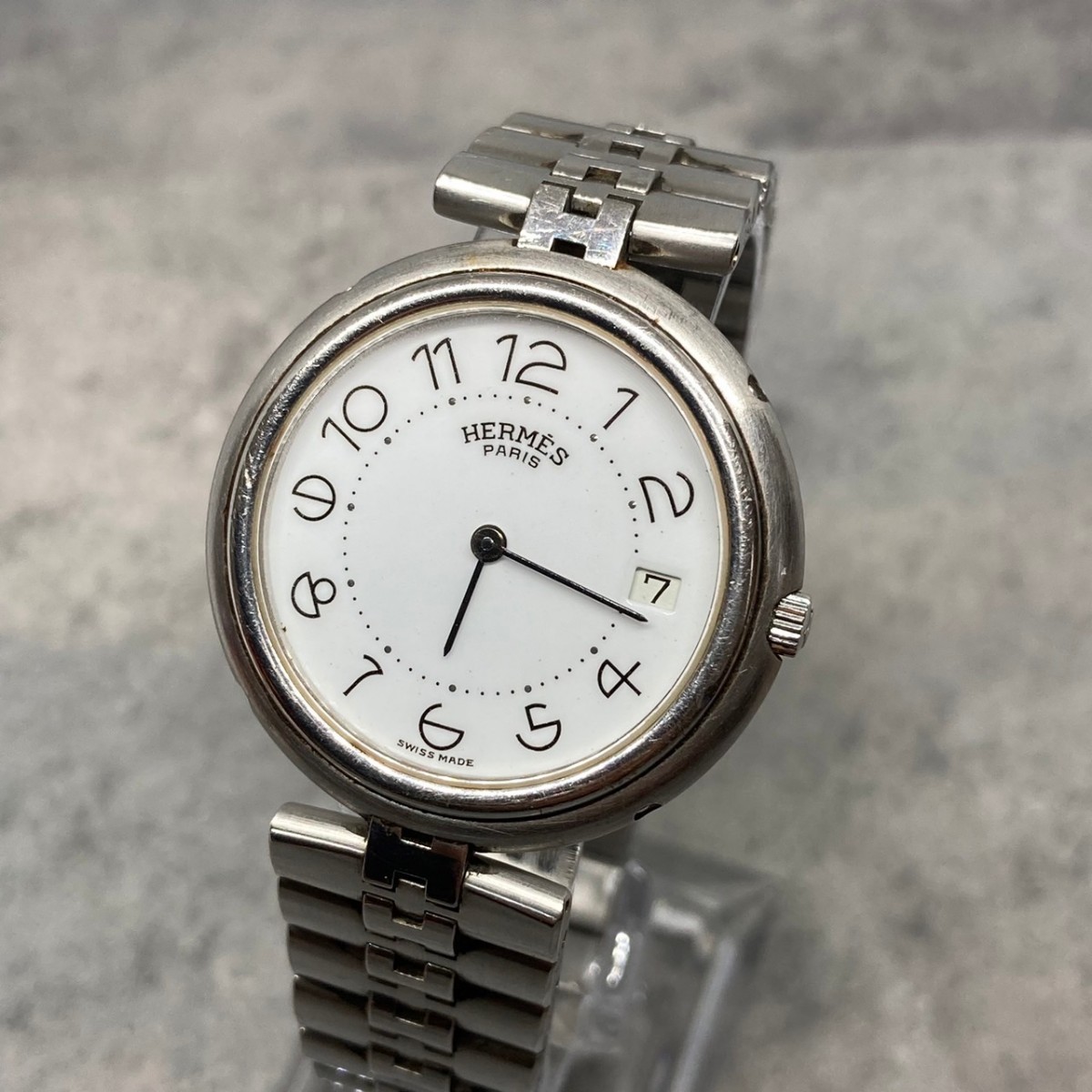 ◇稼働品◇美品◇ Hermes エルメス QZ クオーツ プロフィール 白文字盤