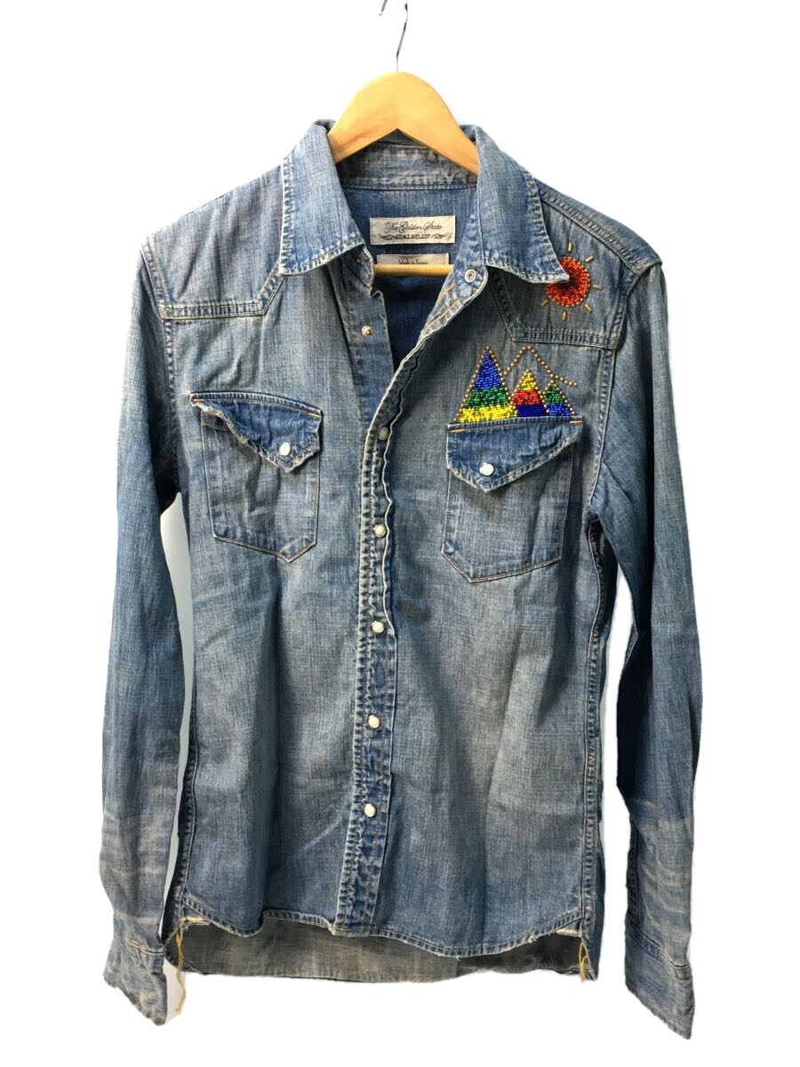 REMI RELIEF◆ウエスタンシャツ/ビーズ/太陽/長袖シャツ/M/コットン/IDG