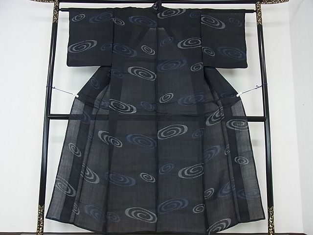 平和屋2□夏物 重要無形文化財 本場宮古上布 苧麻 渦巻 逸品 ps8280