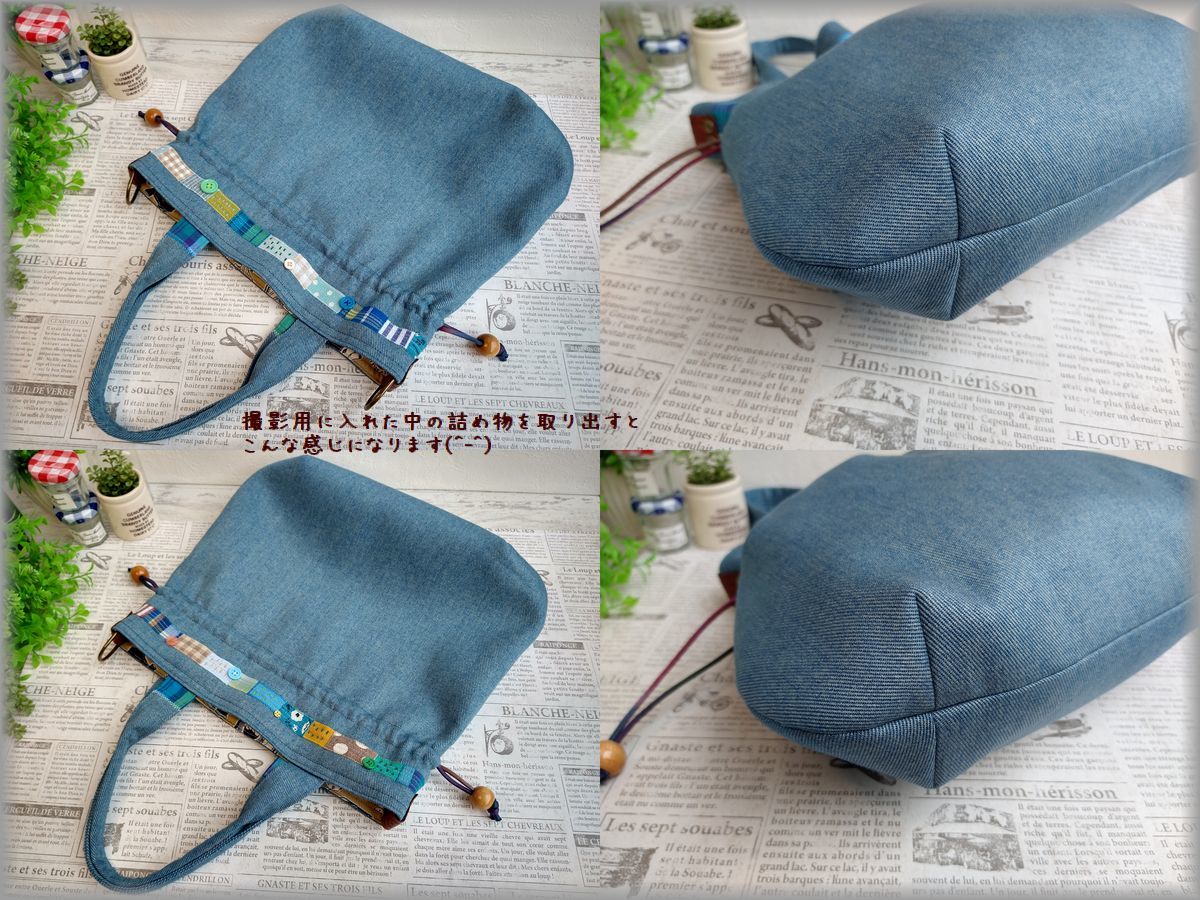 JAM ハンドメイド ふっくら 巾着 トートバッグ ショルダー ファスナー 