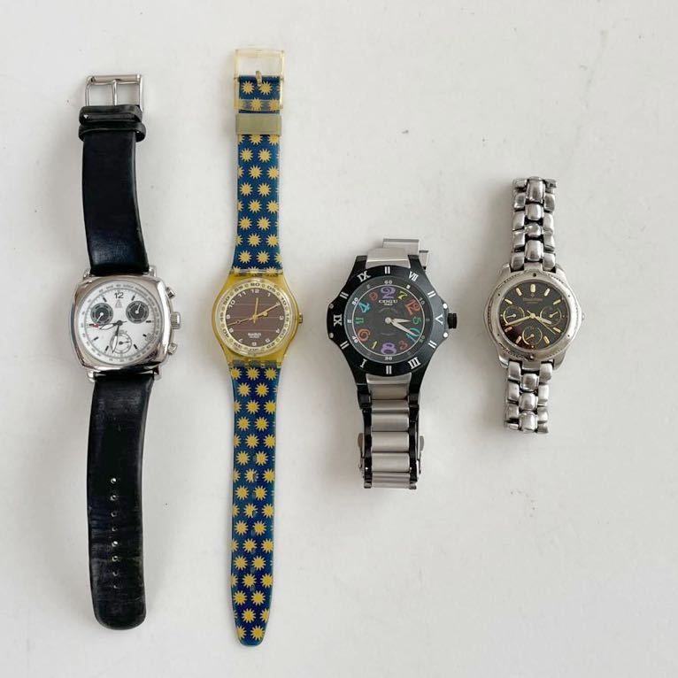 ジャンク】中古メンズ腕時計4点まとめ売りCOGU ITALY、SWATCH SWISS  
