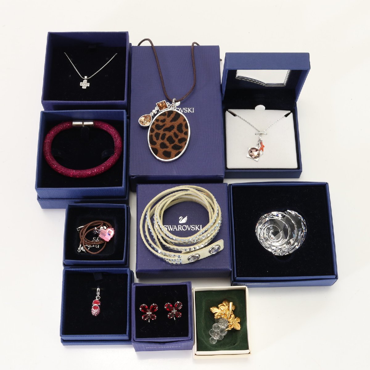 1円 美品 スワロフスキー まとめ 10点 セット チェーン ネックレス ストーン ブレスレット ブローチ アクセサリー レディース TAT D2-1