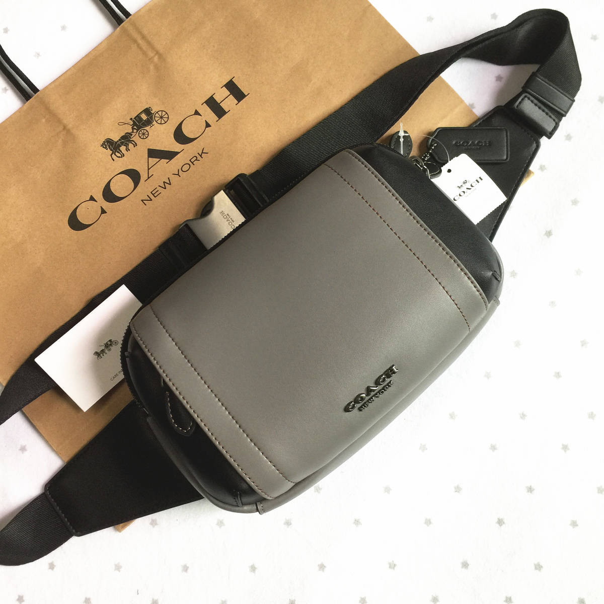新品未使用】COACH コーチバッグ F37594 グレー×ブラック グラハム