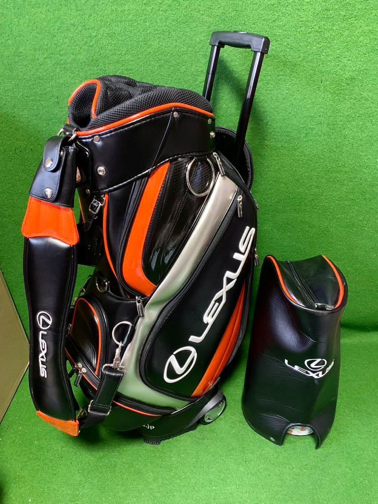 送料無料 良品 レクサス LEXUS キャスター付き 14分割 キャディバッグ