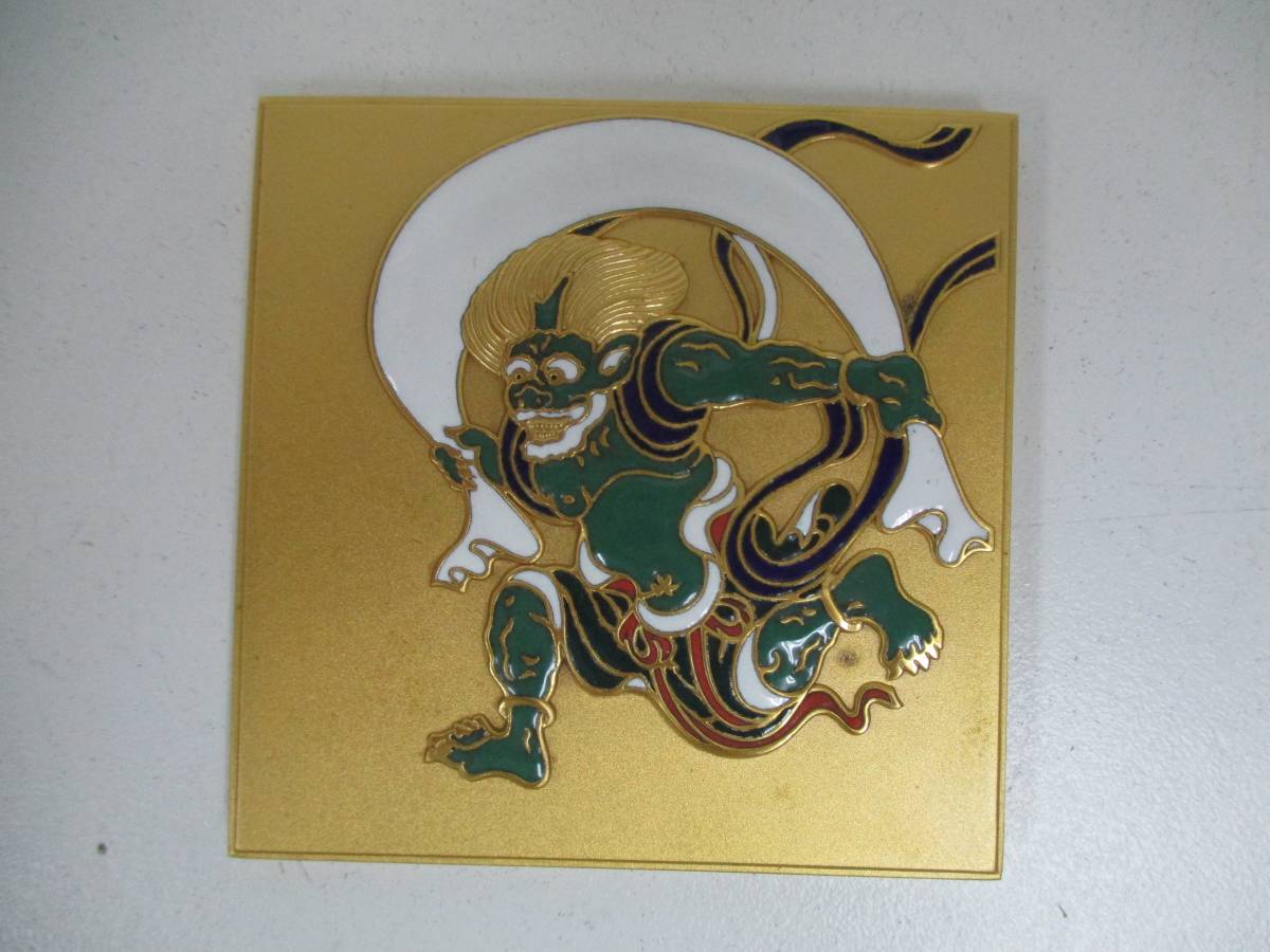 中古 造幣局製 七宝入 風神図 文鎮 ぶんちん ブンチン 222g/X(銅製