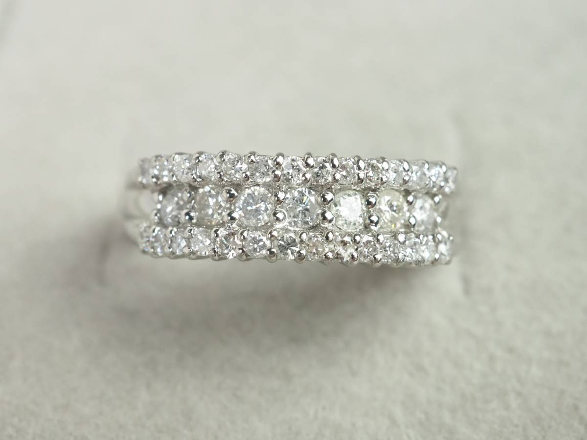 1486E】Pt900プラチナ 天然ダイヤモンド 0.50ct/3.9g リング 指輪 ♯11 