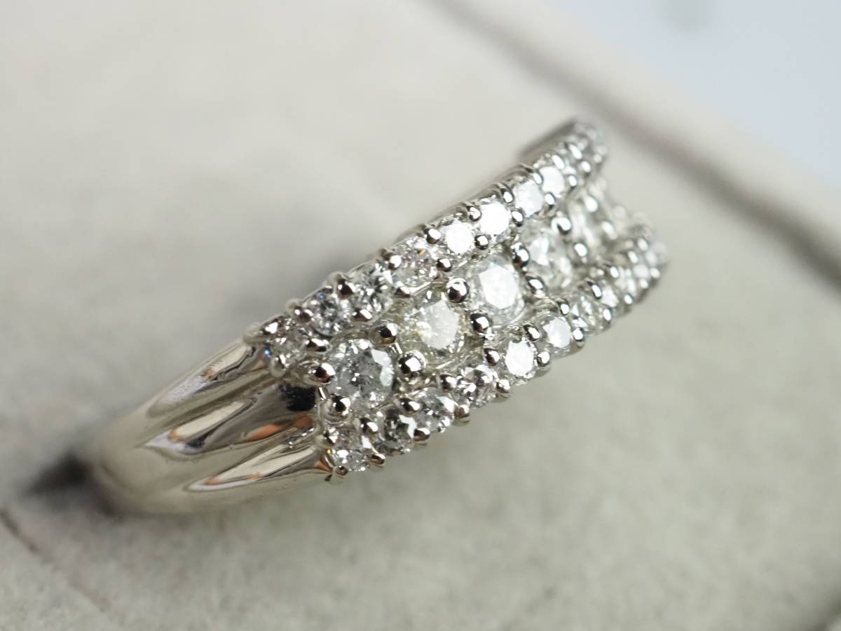 1486E】Pt900プラチナ 天然ダイヤモンド 0.50ct/3.9g リング 指輪 ♯11 