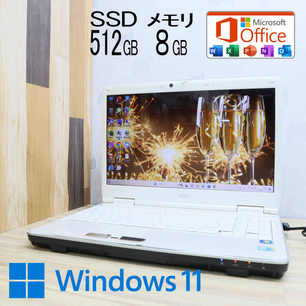 ★美品 高性能i5！新品SSD512GB メモリ8GB★A705A Core i5-450M Blu-ray Webカメラ Win11 Microsoft Office 2019 Home&Business★P53427