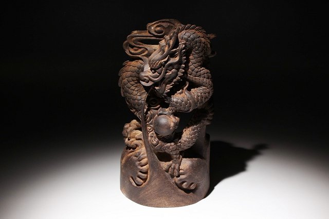 Yahoo ドラゴン 彫刻 manchiドラゴン 龍 龍 彫刻 花器 皿型薄端 花器 花入