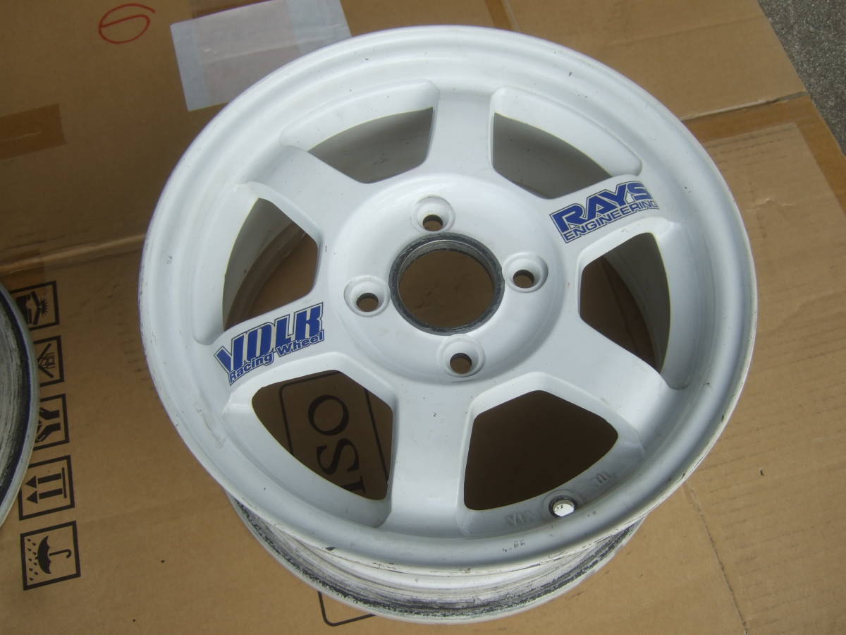 RAYS レイズ TE37 13インチ 6.0J +38 PCD100 4穴 FJ用 白 2本 中古 