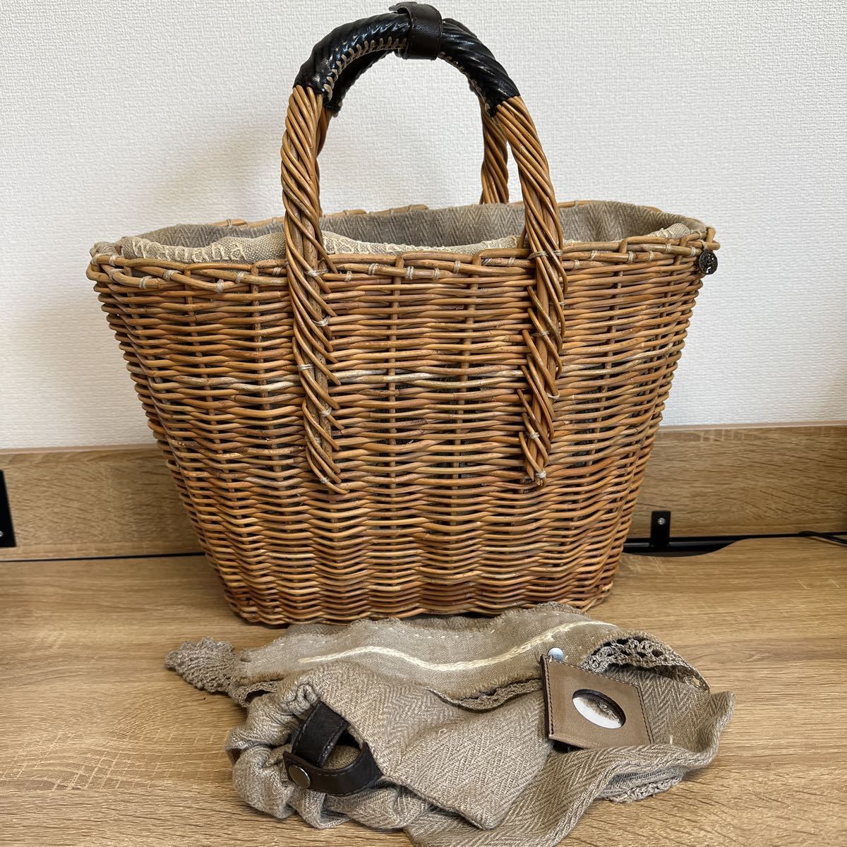 白川郷 国産蔓使用 サイズL 匠の技 職人手編み 網代編み 山葡萄籠バッグ