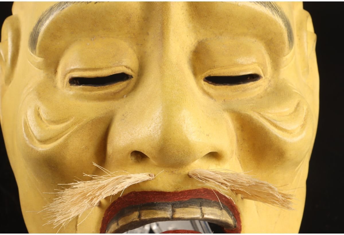 販売 店 [URA]在銘/木彫能面『景清』/9-7-137 (検索)骨董/舞楽面/伎楽