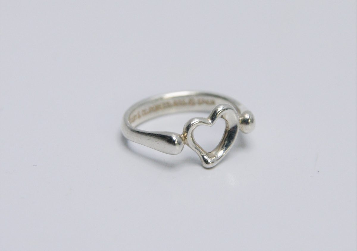 TIFANNY ティファニー オープン ハート リング ピンキーリング 約5号 シルバー 925 Silver