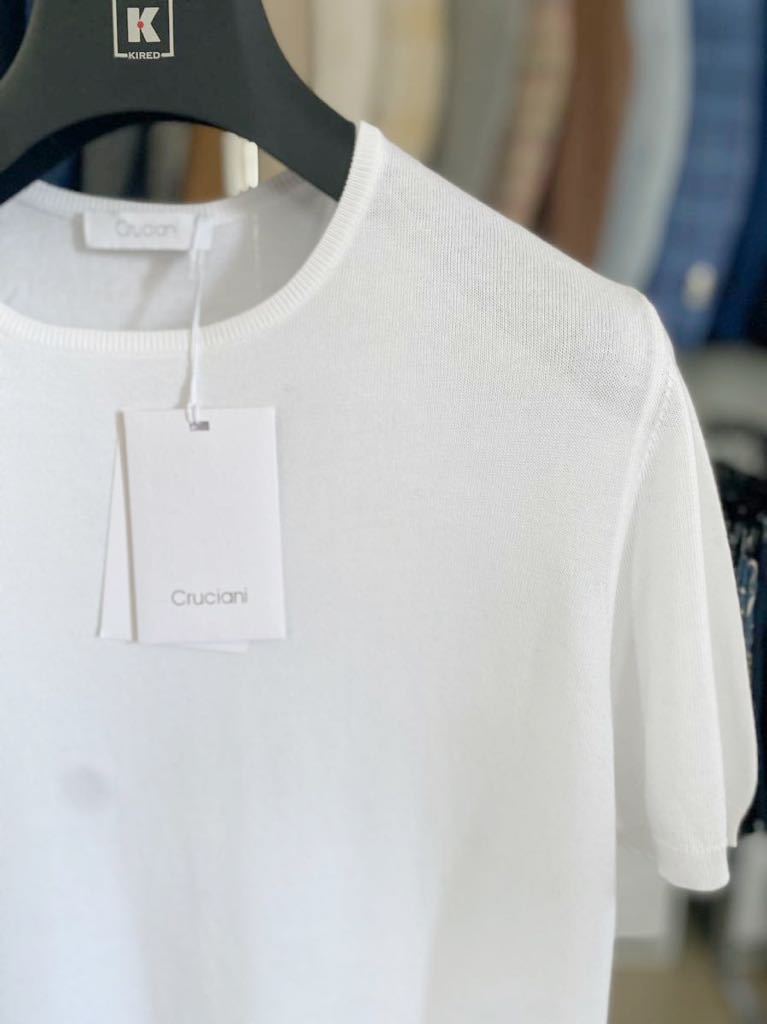 春夏・新品同様★Cruciani クルチアーニ★綿100% 27ゲージ クルーネック Tシャツsize46 ホワイト★Drumohr ZANONE TAGLIATORE LARDINI 44