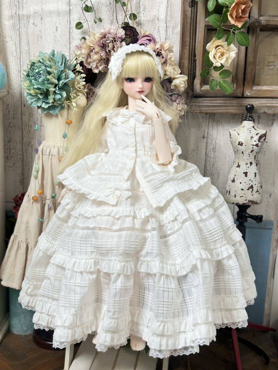 【みなみなみ】ホワイトピンタックドレスset DD/SDサイズ