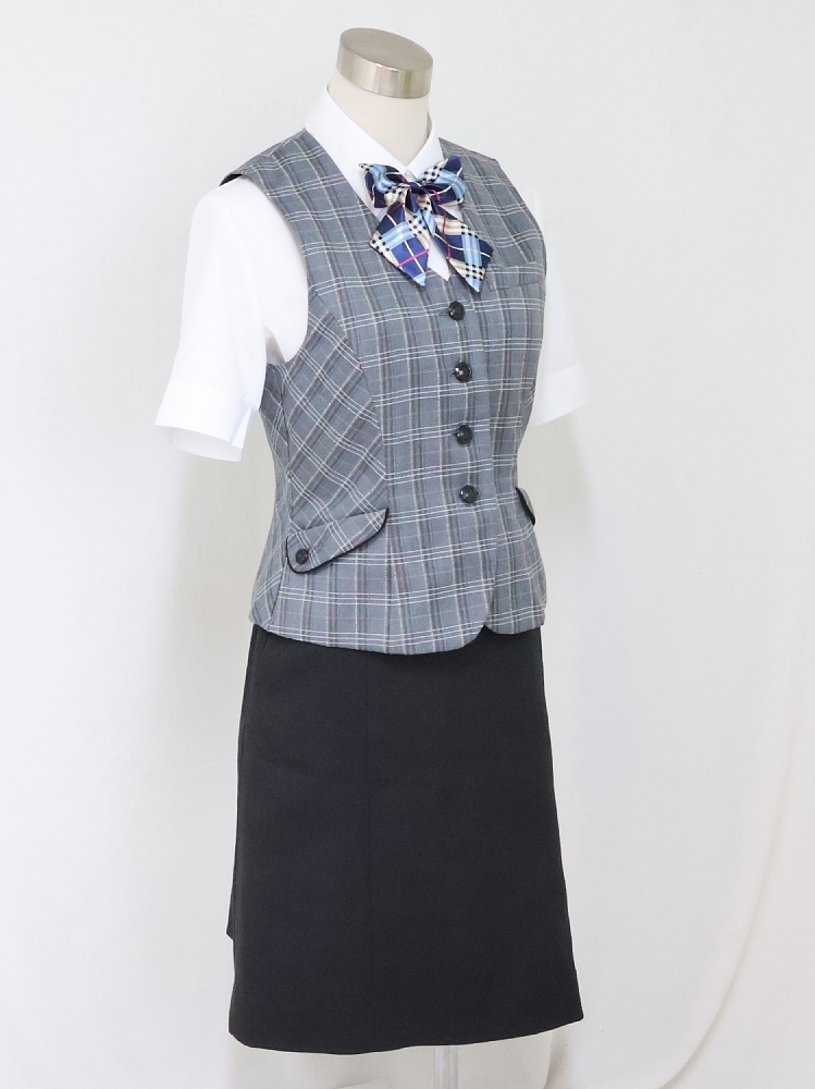 新品】 レディース 事務服 ベスト スカート セット グレー やすかっ 灰色