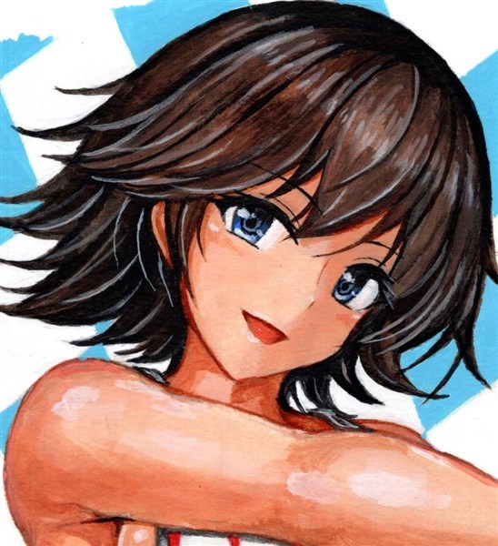 同人手描き イラスト 艦これ 比叡 A4 水彩