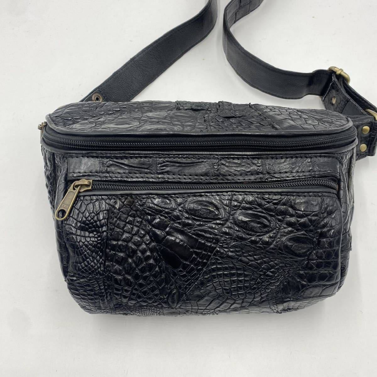 美品 センター取り クロコダイル 鰐革 ハンドバッグ マットクロコ 
