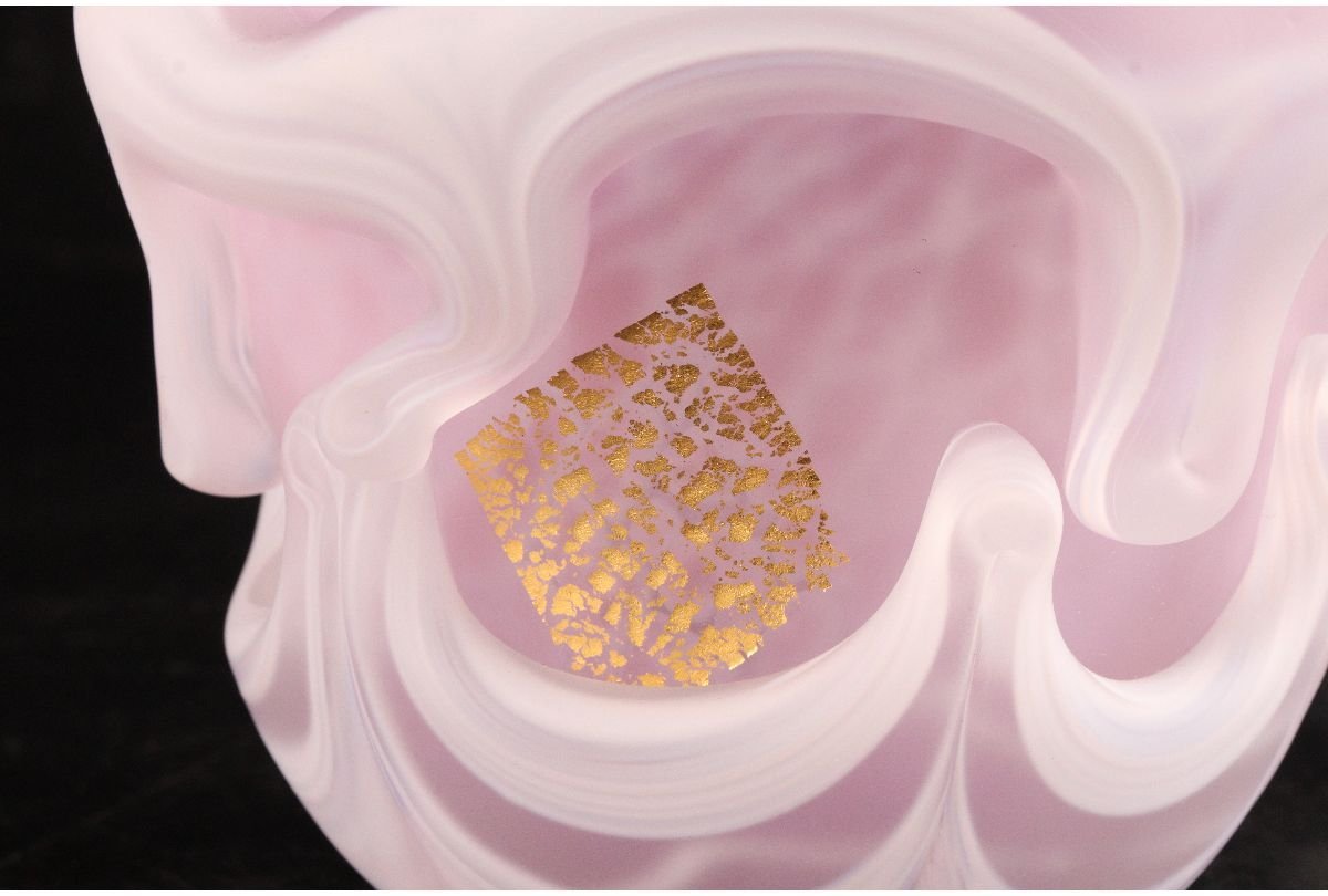 希少 未使用 藤田喬平 手吹 ガラス 灰皿 プラチナ彩 木箱 2025年最新