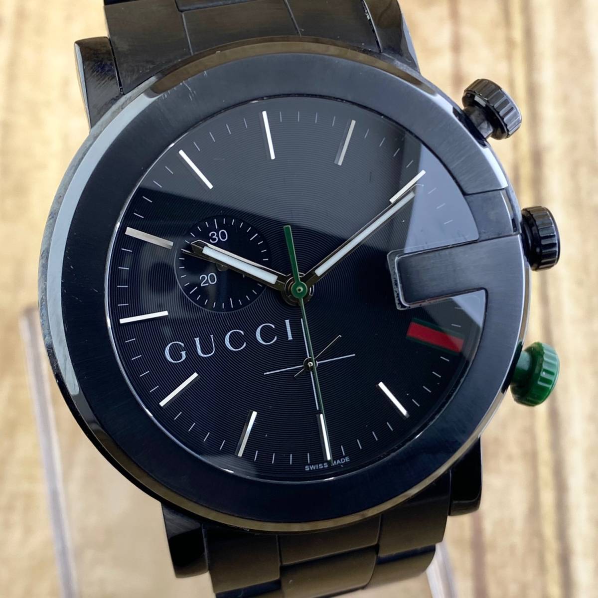 1円〜】GUCCI グッチ 腕時計 メンズ 101M クロノグラフ ブラック文字盤
