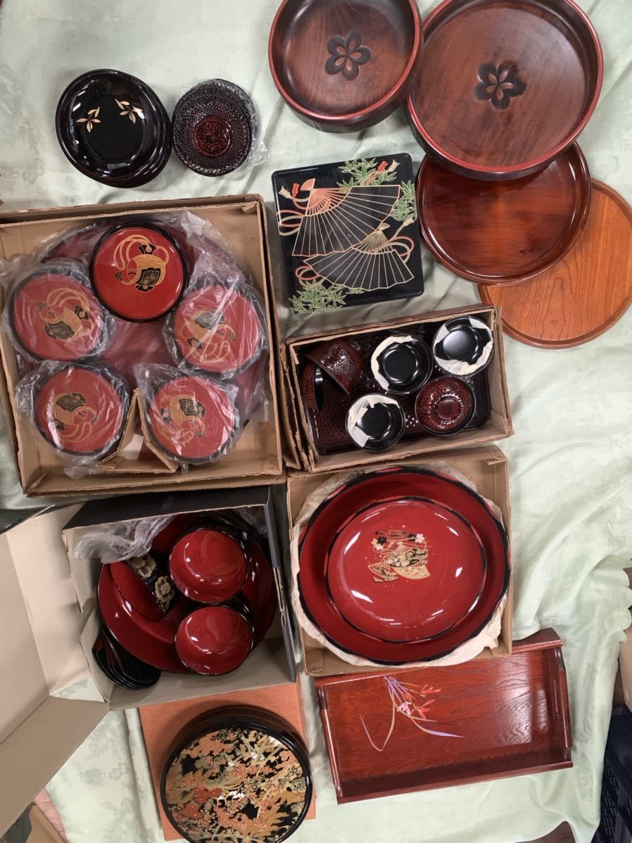 象彦 銘々皿 菊 5枚組 昭和期（和菓子皿・漆器 漆器 菊花文様 菓子皿
