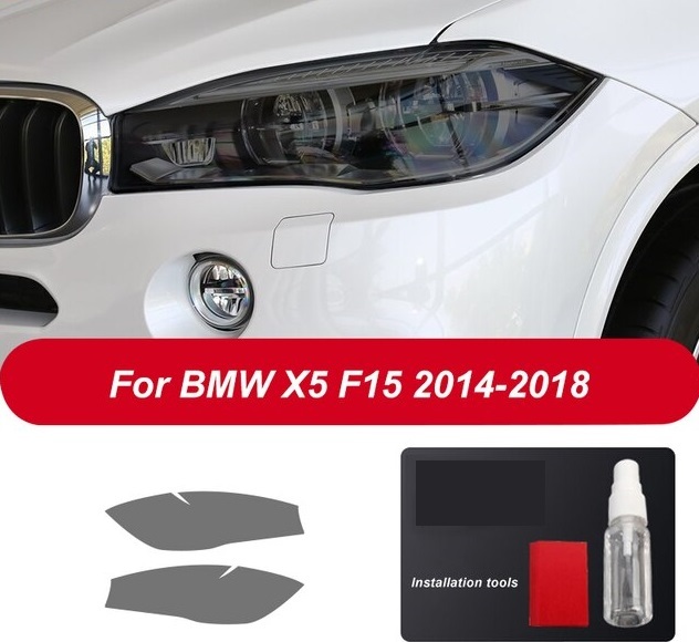 BMW X5 G05 F15 M F85 2pcs カーヘッドライト保護フィルム ヘッドランプ 透明 黒 TPU ステッカー