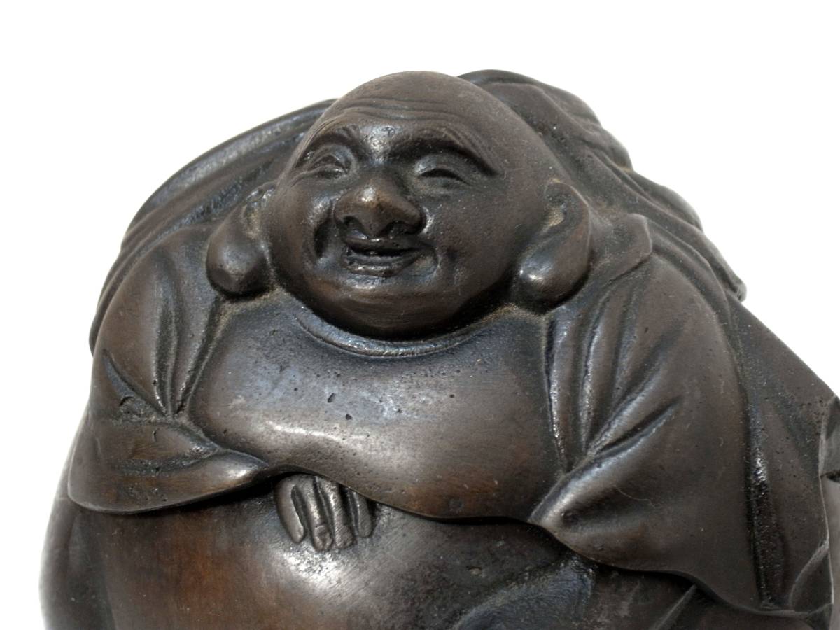 11◎吉祥 時代 古銅 唐金 布袋 唐子 香炉 803グラム(銅製)｜売買された 