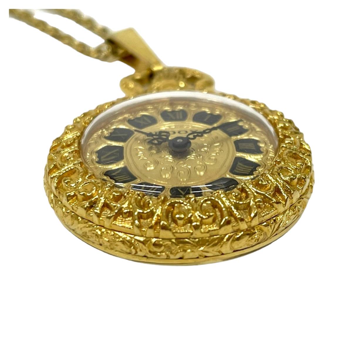 E1☆稼働品☆ EDOX/エドックス 手巻き懐中時計 ローマン ペンダント 