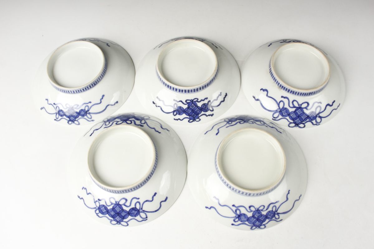 LIG】鍋島焼 色鍋島 草花文小皿 五客揃 時代箱 古美術品 旧家蔵出品