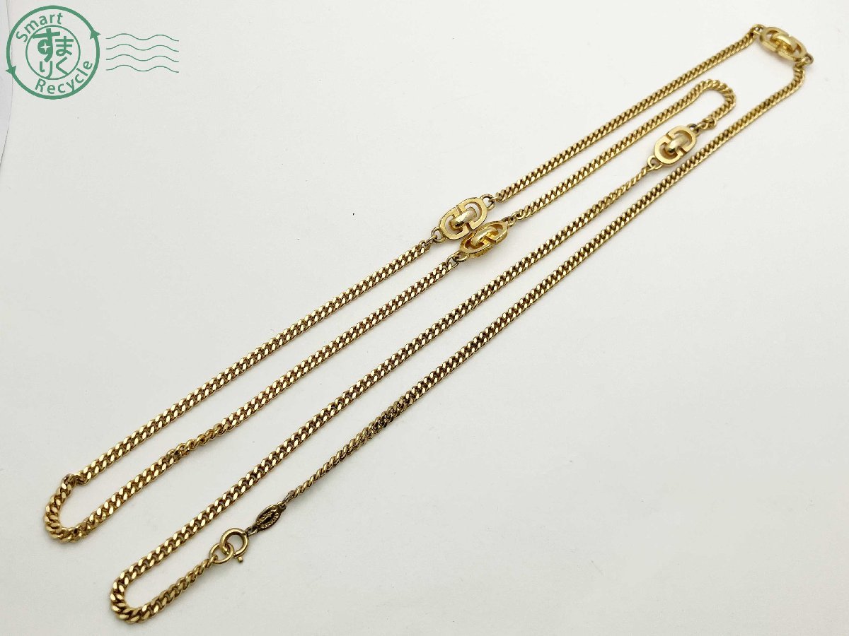07282720　★ Christian Dior クリスチャンディオール ロング ネックレス チェーン ゴールド ブランド アクセサリー 中古