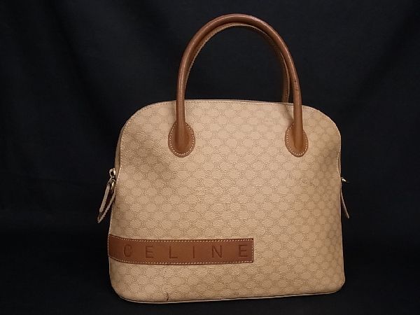 1円 CELINE セリーヌ マカダム柄 PVC×レザー ハンドバッグ トート
