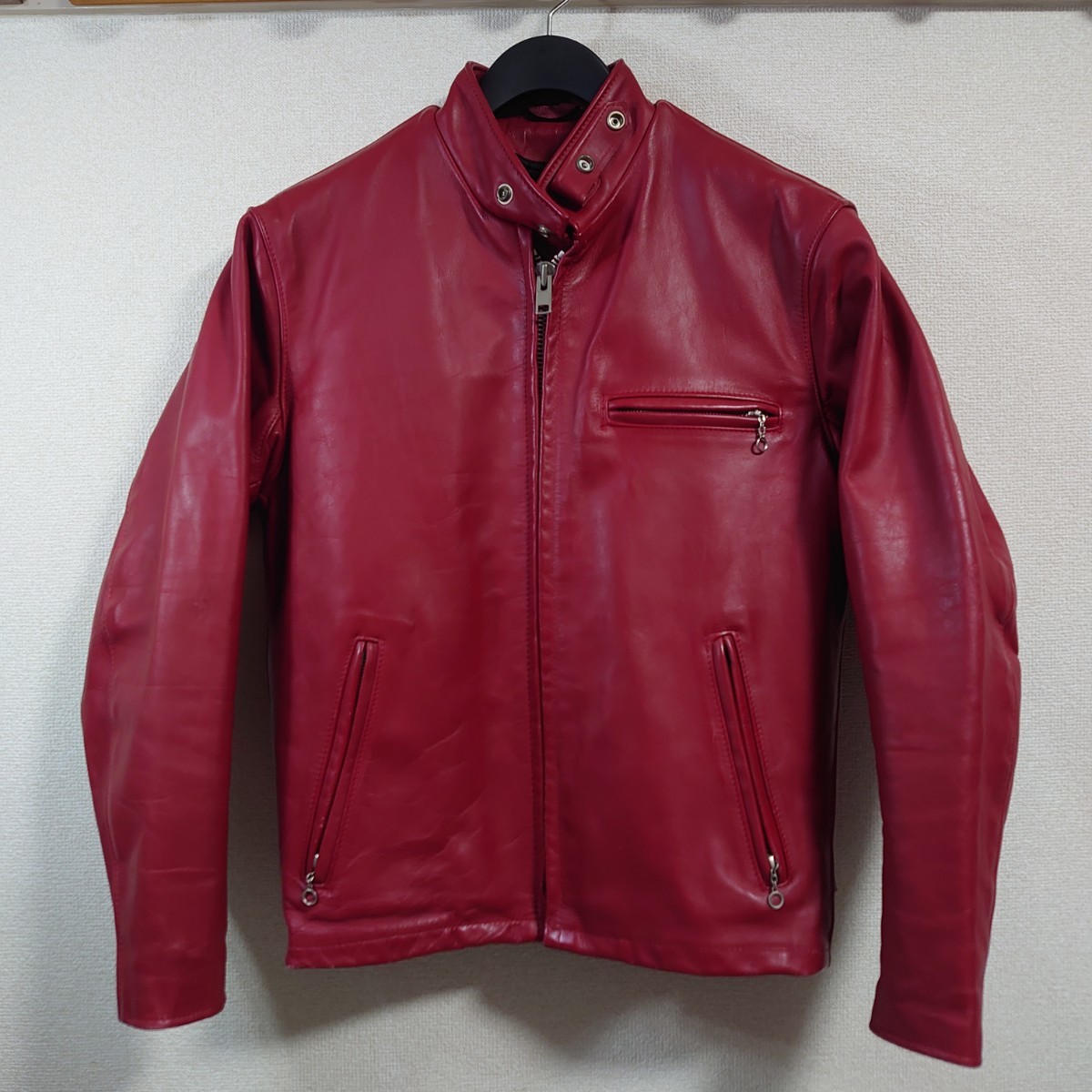 ☆超美品☆Schott 641 シングルライダース 赤 size38 アメリカ製 USA 