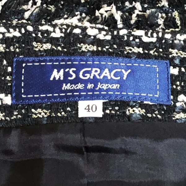 エムズグレイシー M'S GRACY スカートスーツ - 黒×アイボリー×ゴールド