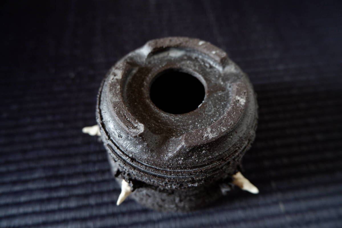 陶房然庵】3号黒荒裂紋棘鉢1 多肉植物 塊根植物 コーデックス 盆栽鉢