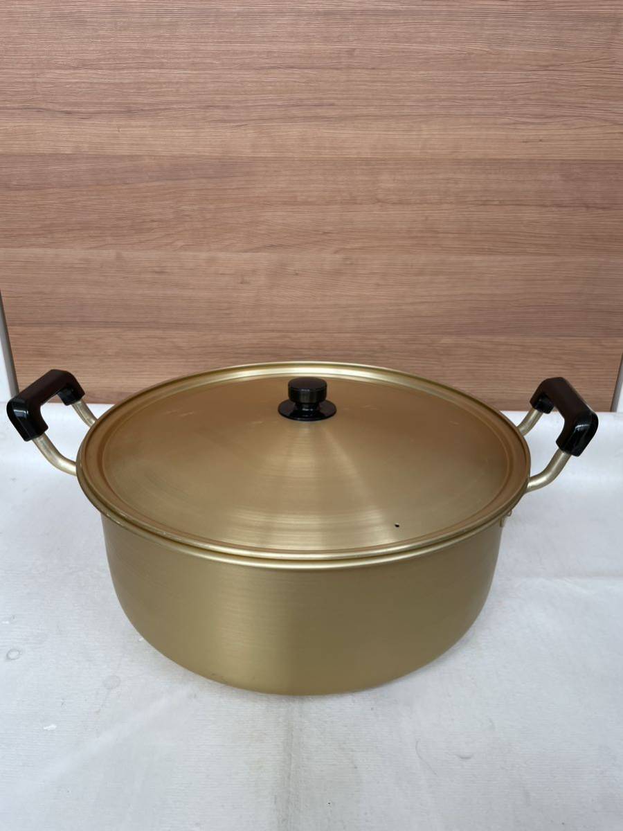 美品 訳あり 中古 アルミ製 特大鍋 大型鍋 直径約43㎝ 蓋付 両手鍋 