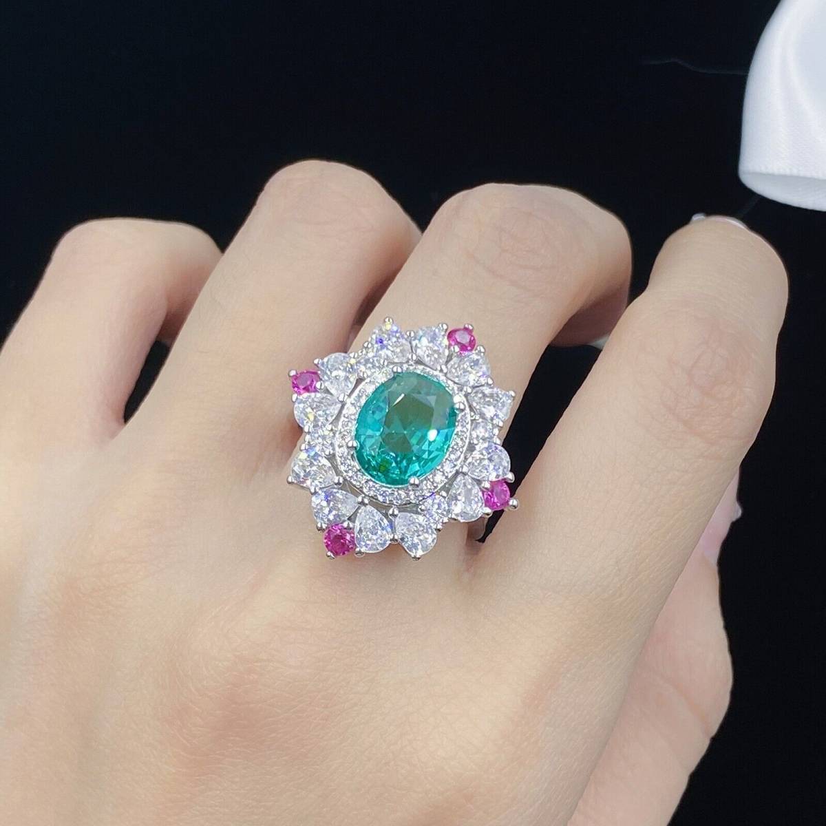 パライバトルマリン　　指輪　リング　+トパーズ　発注済み　予定ではお届けに2週間から1か月かかります。蓮花　★ニッケルフリー