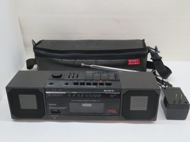 昭和レトロ□SONY ZX-7 ラジカセ ブラック ソニー FM/AM アダプター