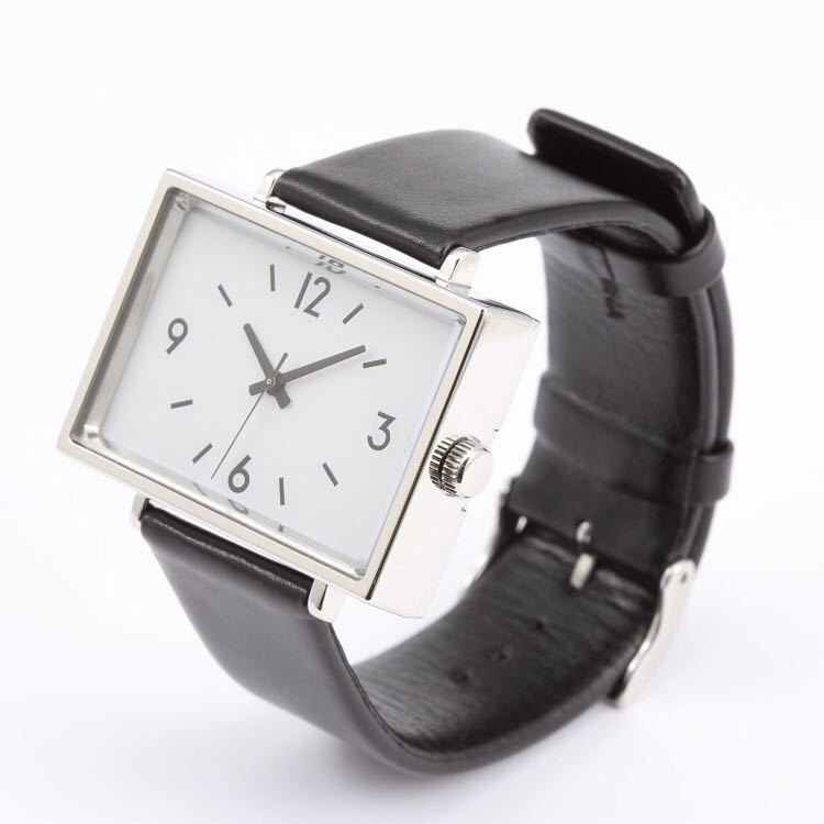 新品☆無印良品☆ 腕時計・駅の時計 バンド：黒革 型番：MJ‐SCW1