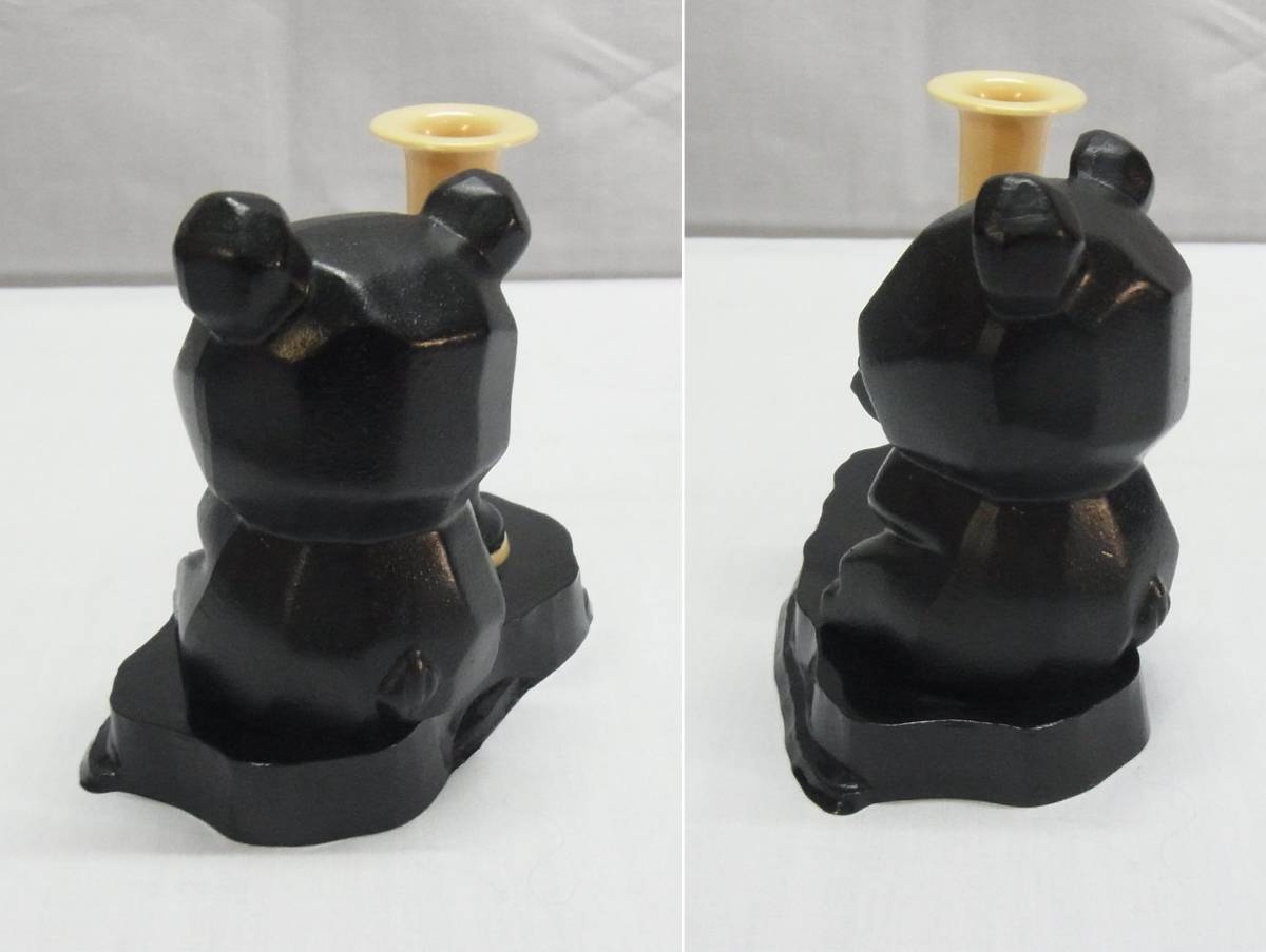 珍品 レトロ☆木彫り風 熊 ペン立て☆ 陶器 クマ くま ペンホルダー 