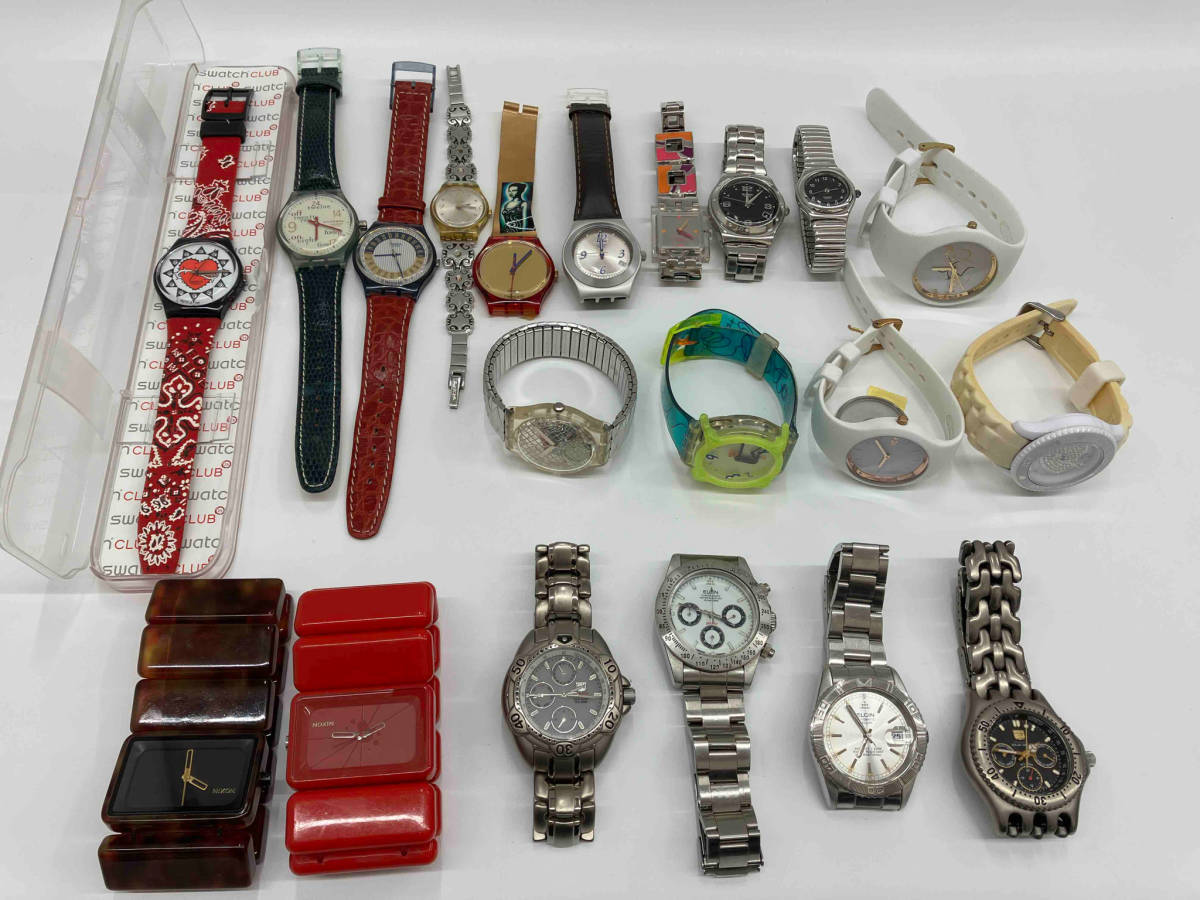 ジャンク ［ まとめ売り　20本 ］ ファッション腕時計（swatch ・ice watch・nixon ・ELGIN ）