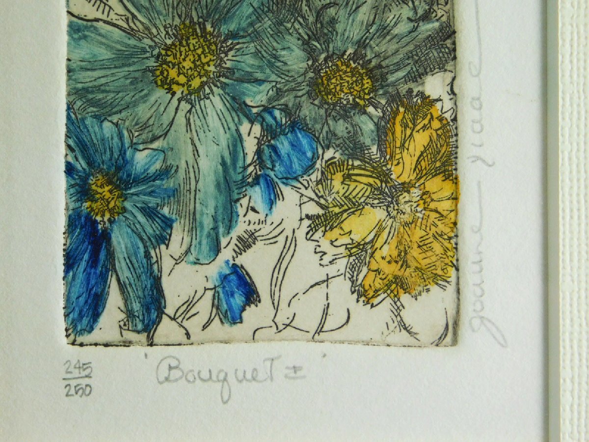 Joanne Isaac ジョアン アイザック bouquet 1 銅版画に手彩色 静物画