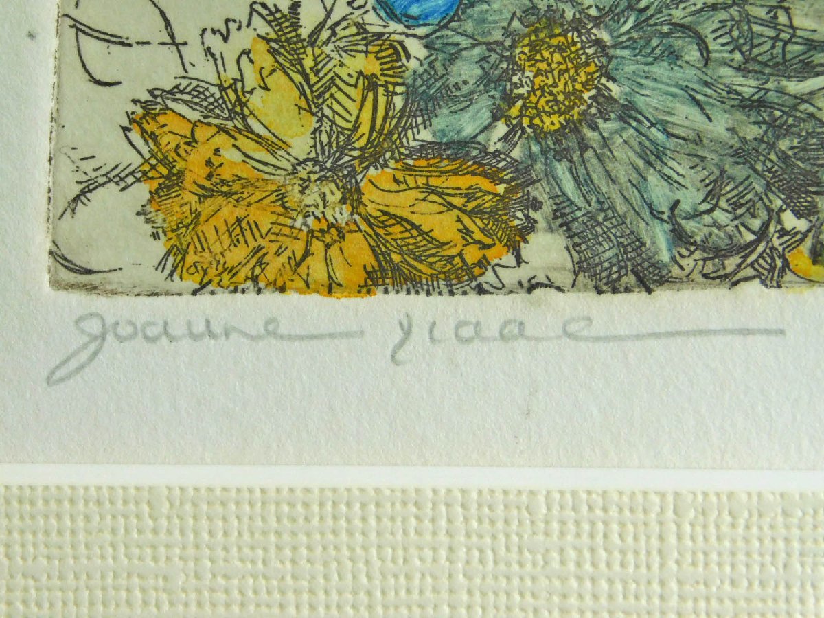 Joanne Isaac ジョアン アイザック bouquet 1 銅版画に手彩色 静物画