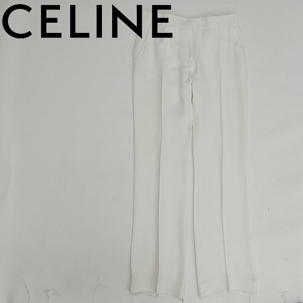 ◇CELINE セリーヌ フィービー期 センタープレス シルク混 パンツ  