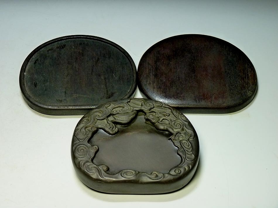 骨董品】中国古硯 波と龍の彫刻 硯箱 骨董品】中国古硯 波と龍の彫刻